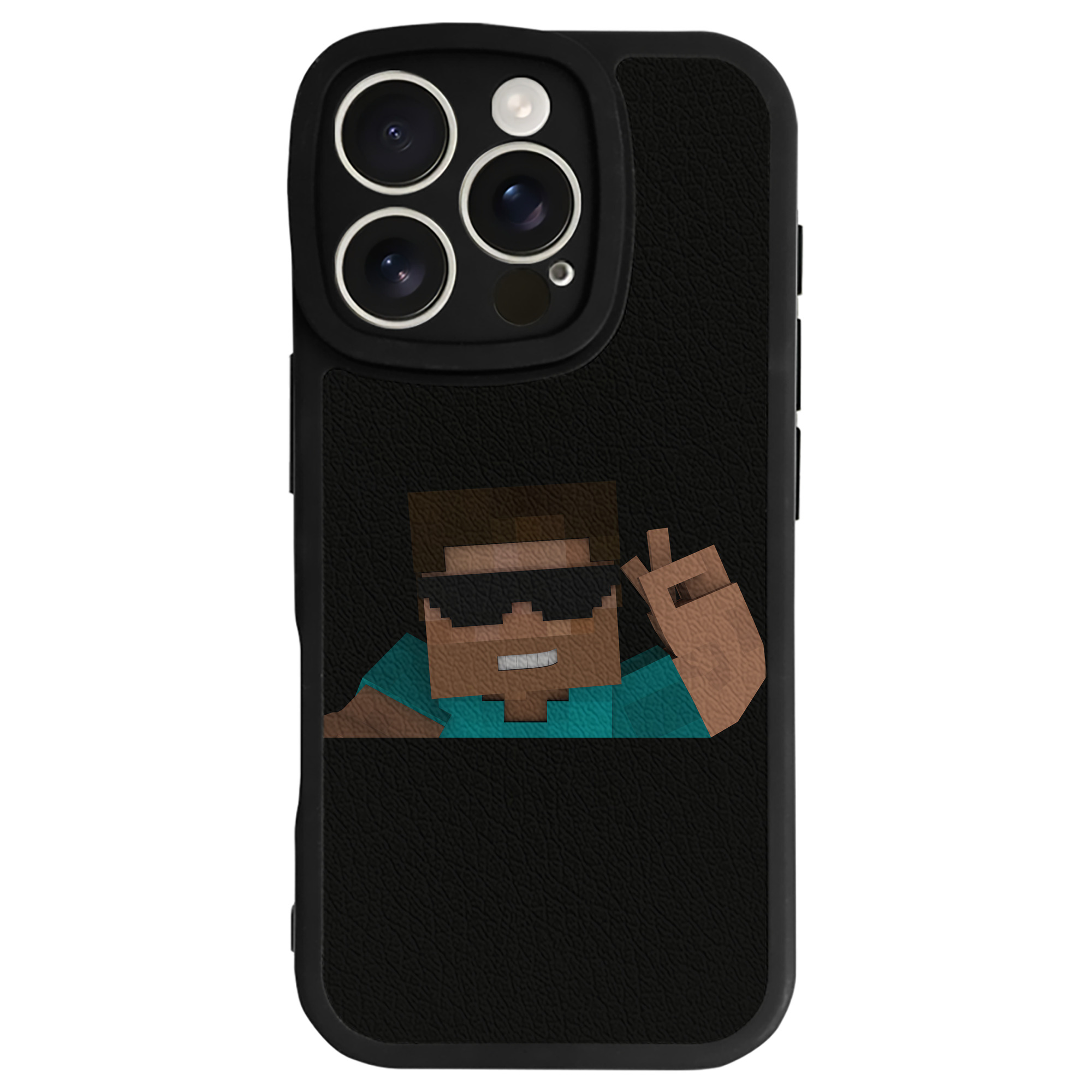 （画像用） マインクラフト ブロックの世界 Minecraft MC Block world 【iPhone 16シリーズ対応】シリコンスマホケース（レザー調） 材質：シリコン